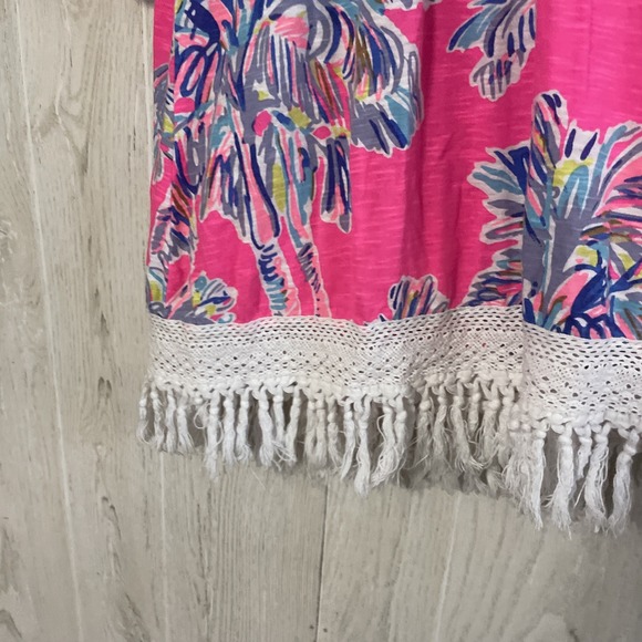 Lilly Pulitzer ALIA BEACH COVER UP Cotton Dress, Flamingo Pink Nice Stems XS K14 - Picture 2 of 9